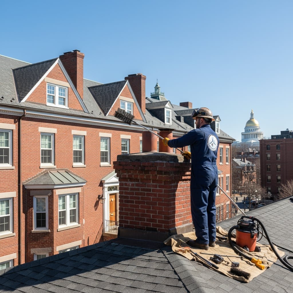 Fresh Hearth Chimney Sweep team working on chimney